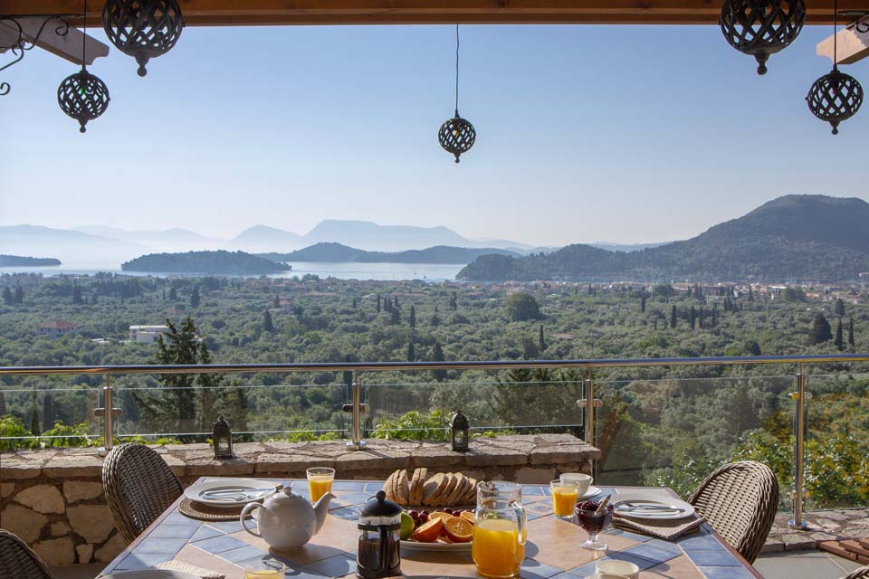 Breakfast at Villa Octavius overlooking the Ionian Islands
