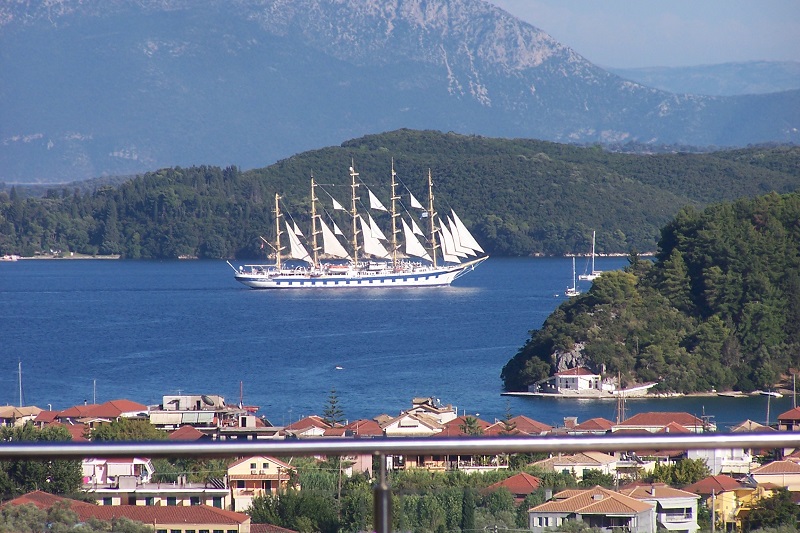 Royal Clipper viewed from the terrace of Villa Octavius